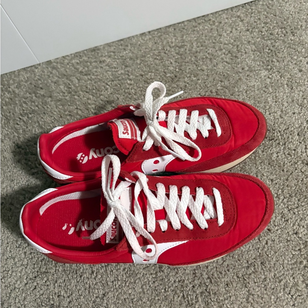 Saucony Red and White Athletic Shoes